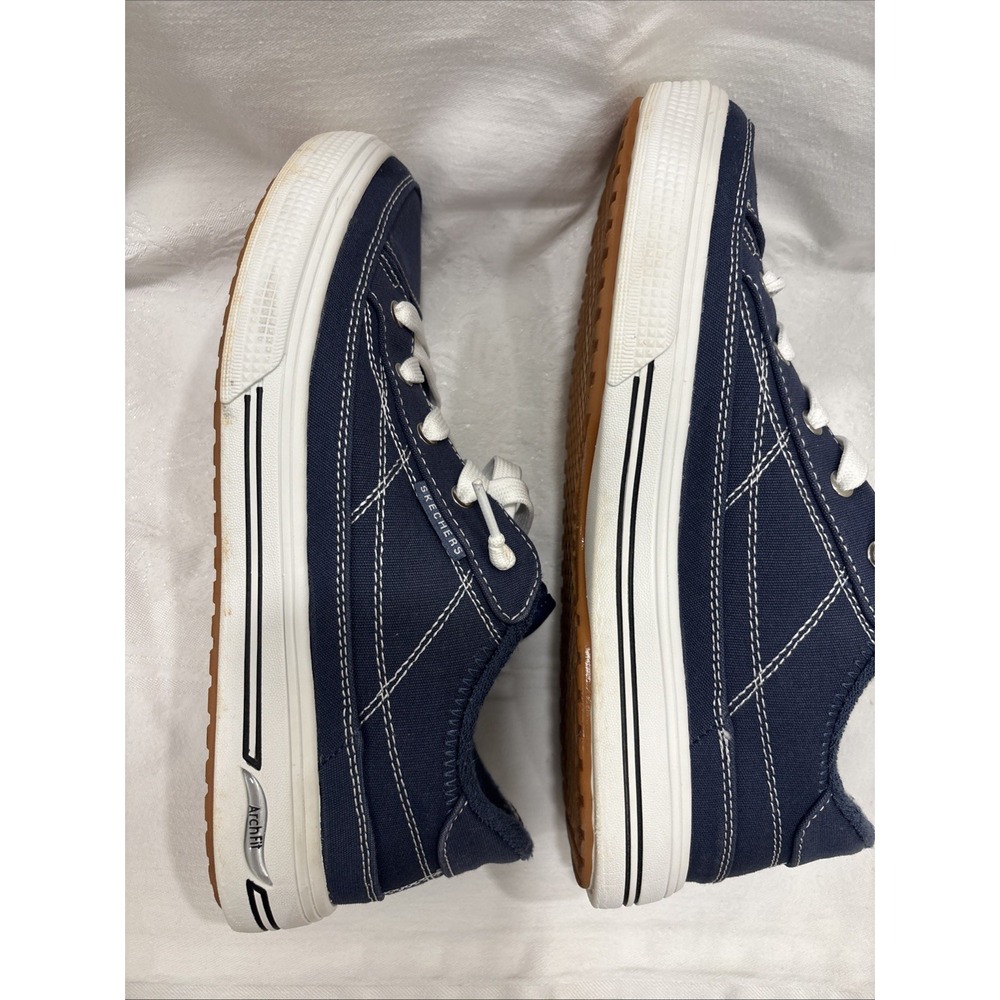 Skechers Arch Fit Women's Arcade Navy Blue Canvas Sneakers SZ 8 US Comfort Shoes - Picture 5 of 9